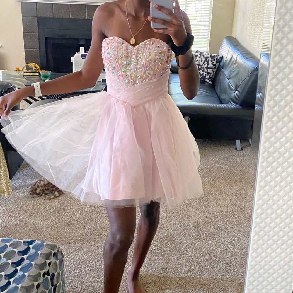 Short pink homecoming dress